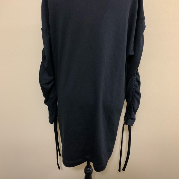 Lush Black Ruched Drawstring Long Sleeve Mini Dress Size Large - Picture 14 of 15